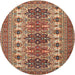 Square Machine Washable Traditional Saffron Red Rug, wshtr3206