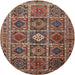 Round Traditional Light Copper Gold Persian Rug, tr3207