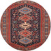 Square Machine Washable Traditional Saffron Red Rug, wshtr3208