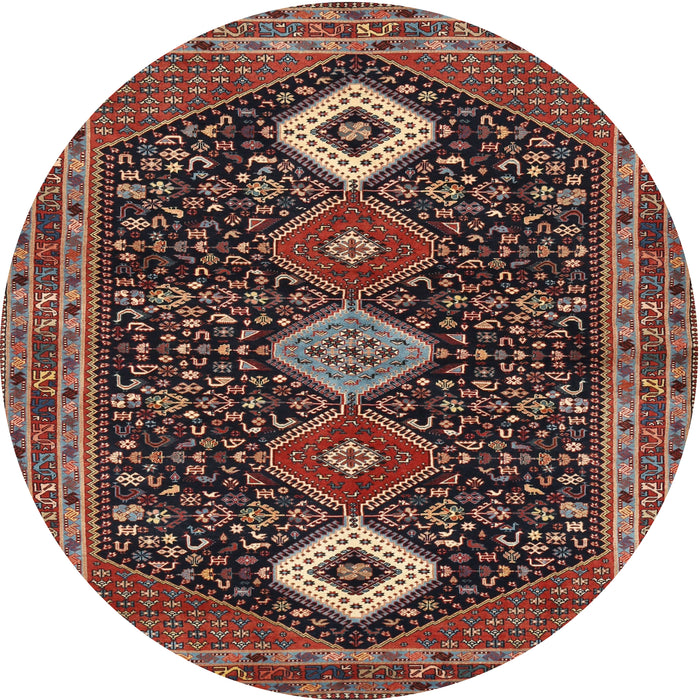 Round Traditional Dark Almond Brown Persian Rug, tr3209