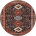 Round Traditional Dark Almond Brown Persian Rug, tr3209