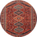 Round Traditional Dark Gold Brown Persian Rug, tr3210