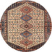 Square Machine Washable Traditional Red Brown Rug, wshtr3211