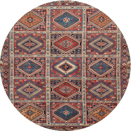 Square Machine Washable Traditional Saffron Red Rug, wshtr3212