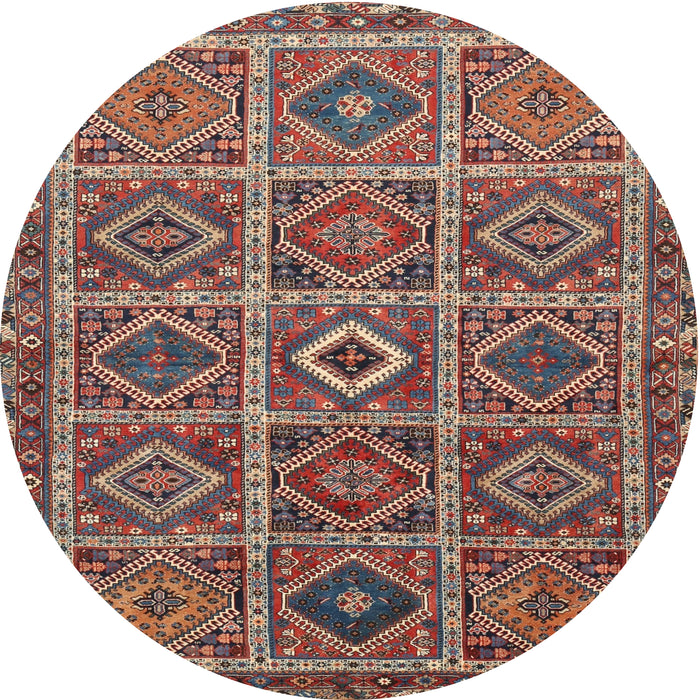 Round Traditional Saffron Red Persian Rug, tr3212