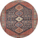 Round Traditional Camel Brown Persian Rug, tr3213