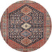 Square Machine Washable Traditional Camel Brown Rug, wshtr3213