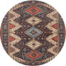 Round Traditional Camel Brown Persian Rug, tr3214