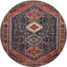 Round Traditional Dark Almond Brown Persian Rug, tr3216