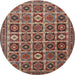 Round Traditional Saffron Red Persian Rug, tr3218