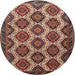 Round Traditional Saffron Red Persian Rug, tr3219