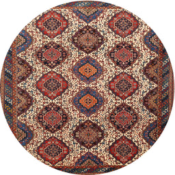 Square Machine Washable Traditional Saffron Red Rug, wshtr3219