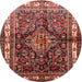 Round Traditional Saffron Red Persian Rug, tr321