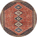 Round Traditional Orange Salmon Pink Persian Rug, tr3220