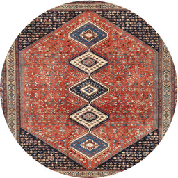 Square Machine Washable Traditional Orange Salmon Pink Rug, wshtr3220