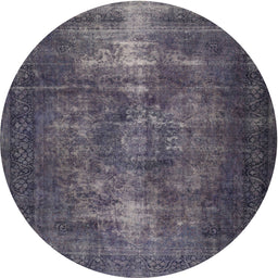 Round Traditional Plum Purple Persian Rug, tr3222