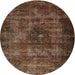 Round Traditional Sienna Brown Persian Rug, tr3223