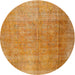 Round Traditional Dark Orange Persian Rug, tr3227