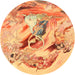 Round Traditional Orange Red Animal Rug, tr3230