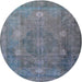 Round Traditional Light Slate Gray Persian Rug, tr3233