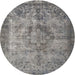 Round Traditional Dark Gray Persian Rug, tr3236