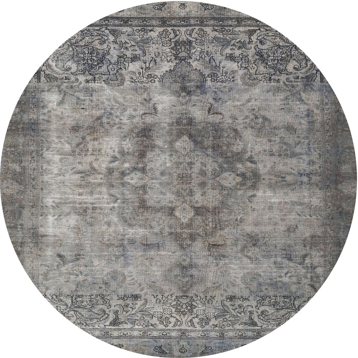 Square Machine Washable Traditional Dark Gray Rug, wshtr3236