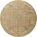 Round Traditional Copper Brown Persian Rug, tr3239