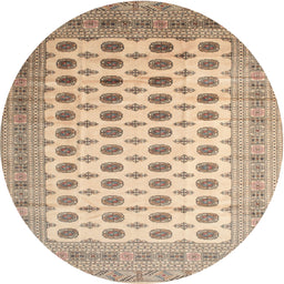 Round Traditional Dark Gold Brown Southwestern Rug, tr323