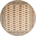 Round Traditional Dark Gold Brown Southwestern Rug, tr323