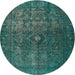 Round Traditional Aquamarine Stone Green Persian Rug, tr3240