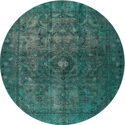 Square Machine Washable Traditional Aquamarine Stone Green Rug, wshtr3240