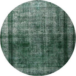 Square Machine Washable Traditional Green Rug, wshtr3243