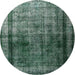 Round Traditional Green Persian Rug, tr3243