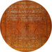 Round Traditional Orange Red Persian Rug, tr3244