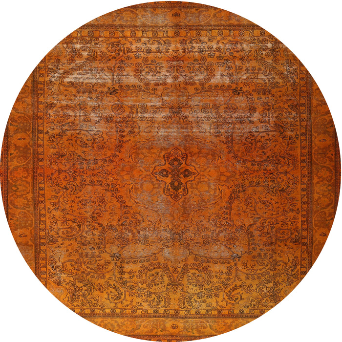 Square Machine Washable Traditional Orange Red Rug, wshtr3244