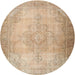Round Traditional Brown Persian Rug, tr3246