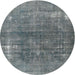 Round Traditional Gray Persian Rug, tr3249