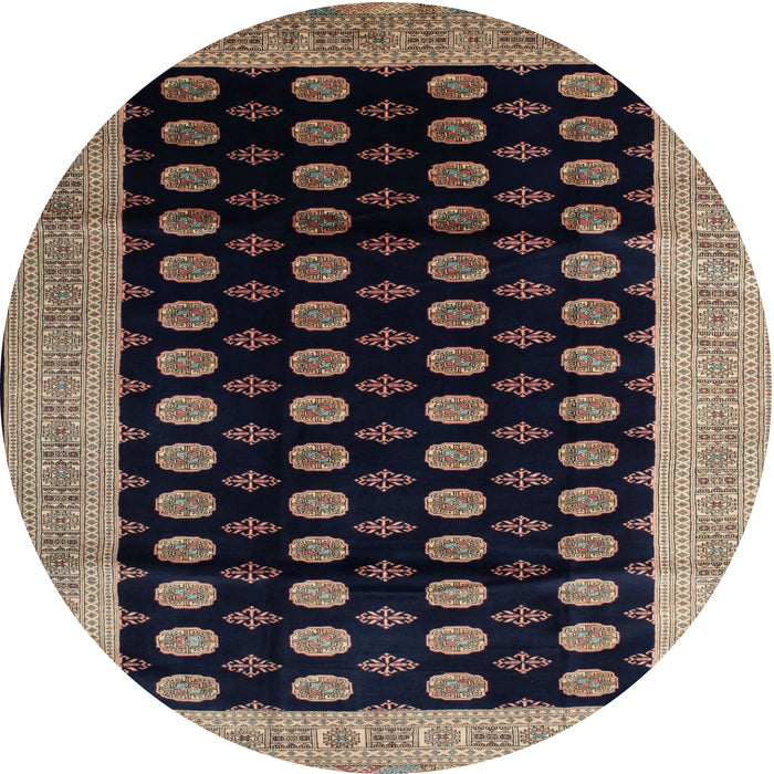 Round Traditional Charcoal Black Persian Rug, tr324