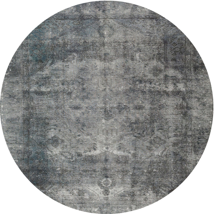 Square Machine Washable Traditional Carbon Gray Rug, wshtr3251