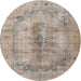 Round Traditional Dark Almond Brown Persian Rug, tr3256