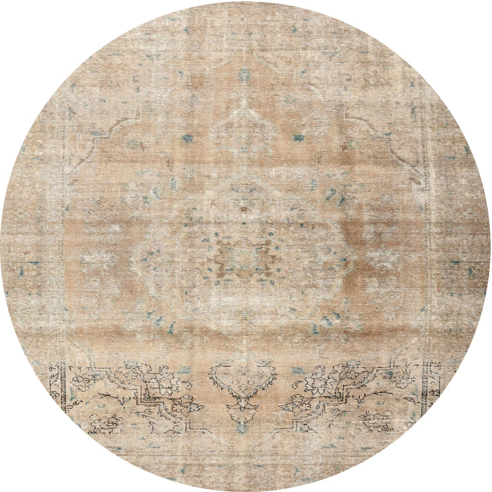 Round Traditional Brown Persian Rug, tr3262