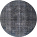 Round Traditional Slate Granite Gray Persian Rug, tr3266