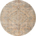 Round Traditional Brown Persian Rug, tr3267