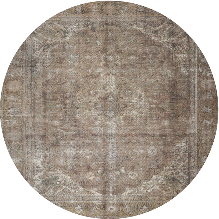 Round Traditional Brown Persian Rug, tr3269