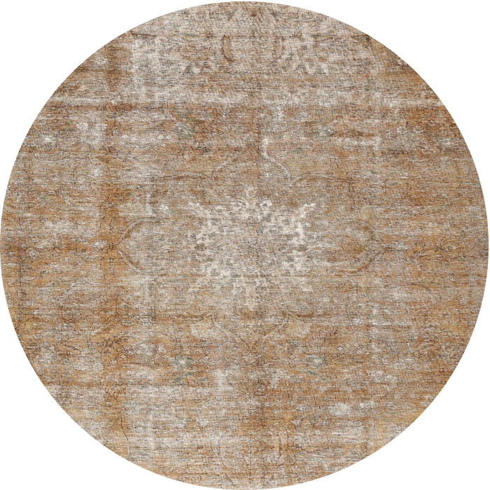 Round Traditional Light French Beige Brown Persian Rug, tr3270