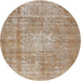 Round Traditional Light French Beige Brown Persian Rug, tr3270