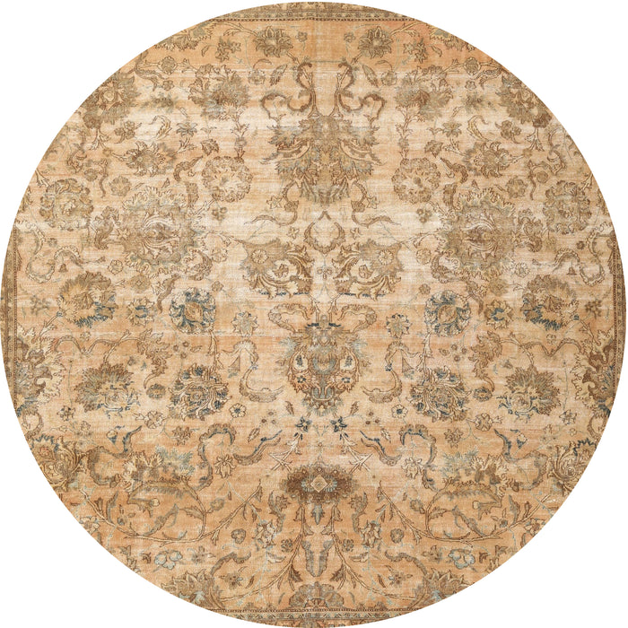 Round Traditional Bronze Brown Persian Rug, tr3273