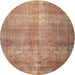 Round Traditional Tangerine Pink Persian Rug, tr3274