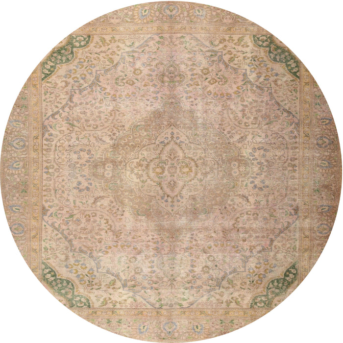 Round Traditional Brown Persian Rug, tr3275