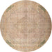 Round Traditional Brown Persian Rug, tr3275